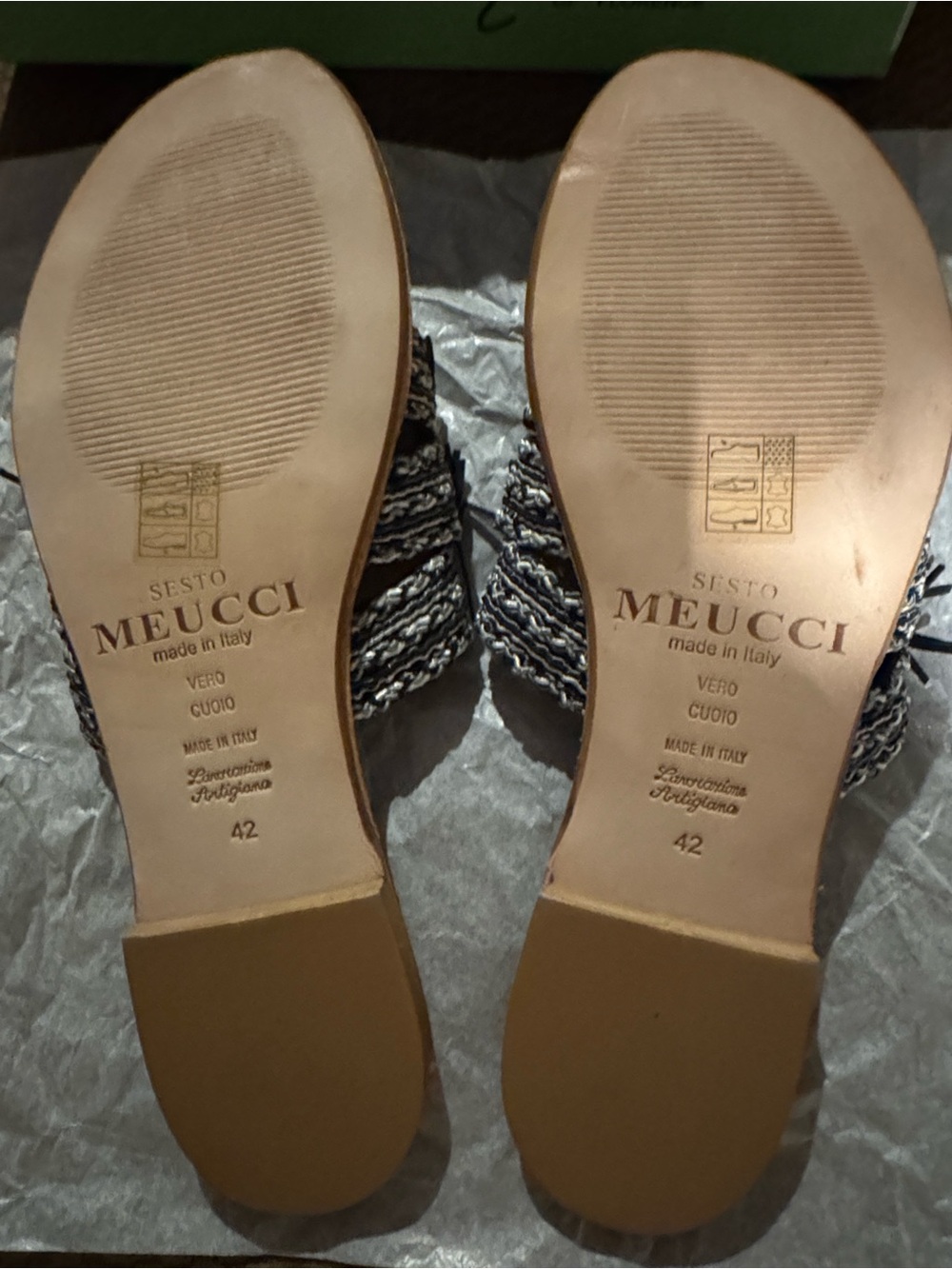 NIB Sesto Meucci of Florence Vero Cuoio leather fringe sandals. Size 12. - Picture 5 of 7